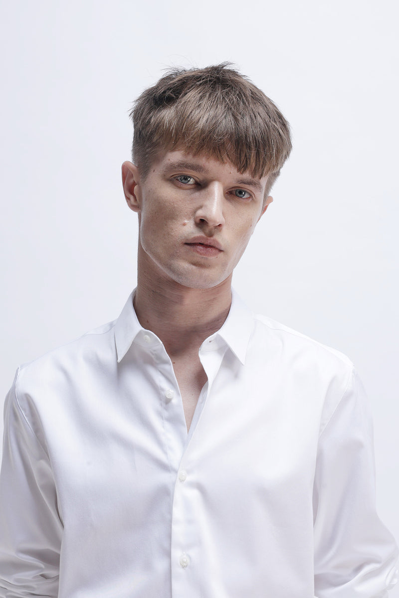 SLIM FIT SOLID COTTON SHIRT