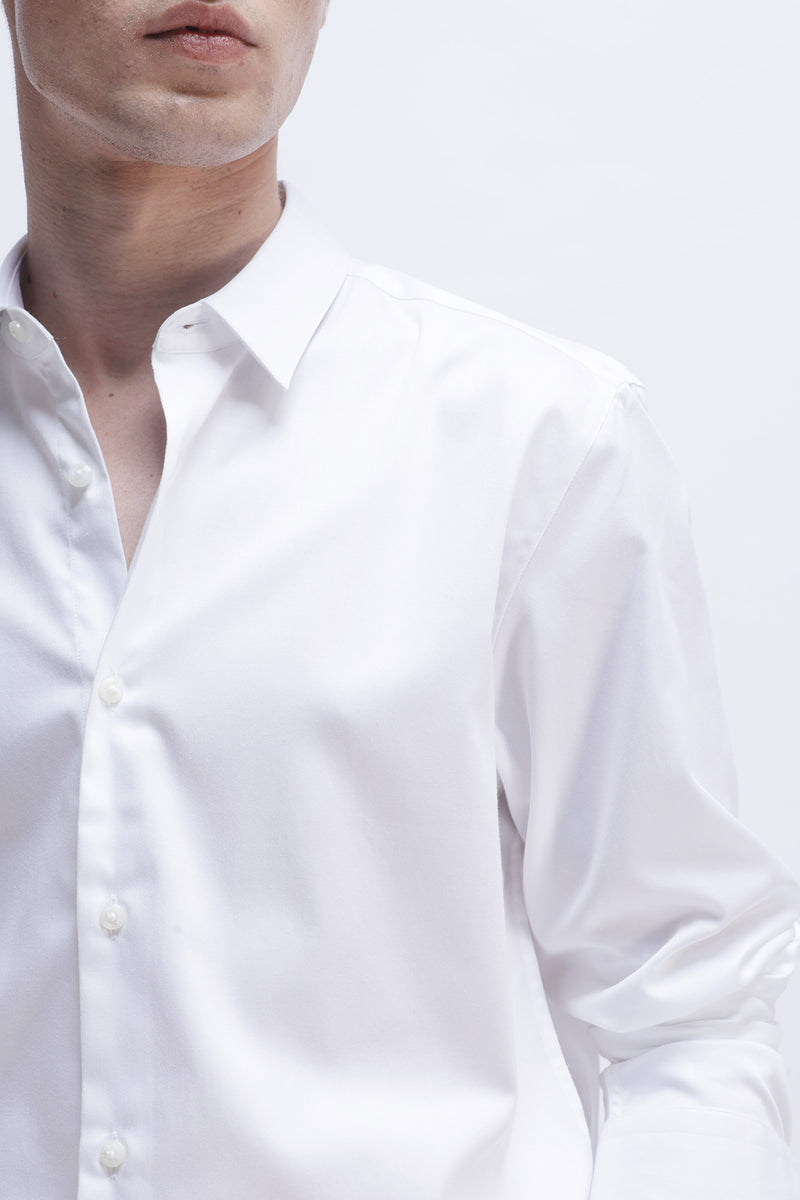 SLIM FIT SOLID COTTON SHIRT