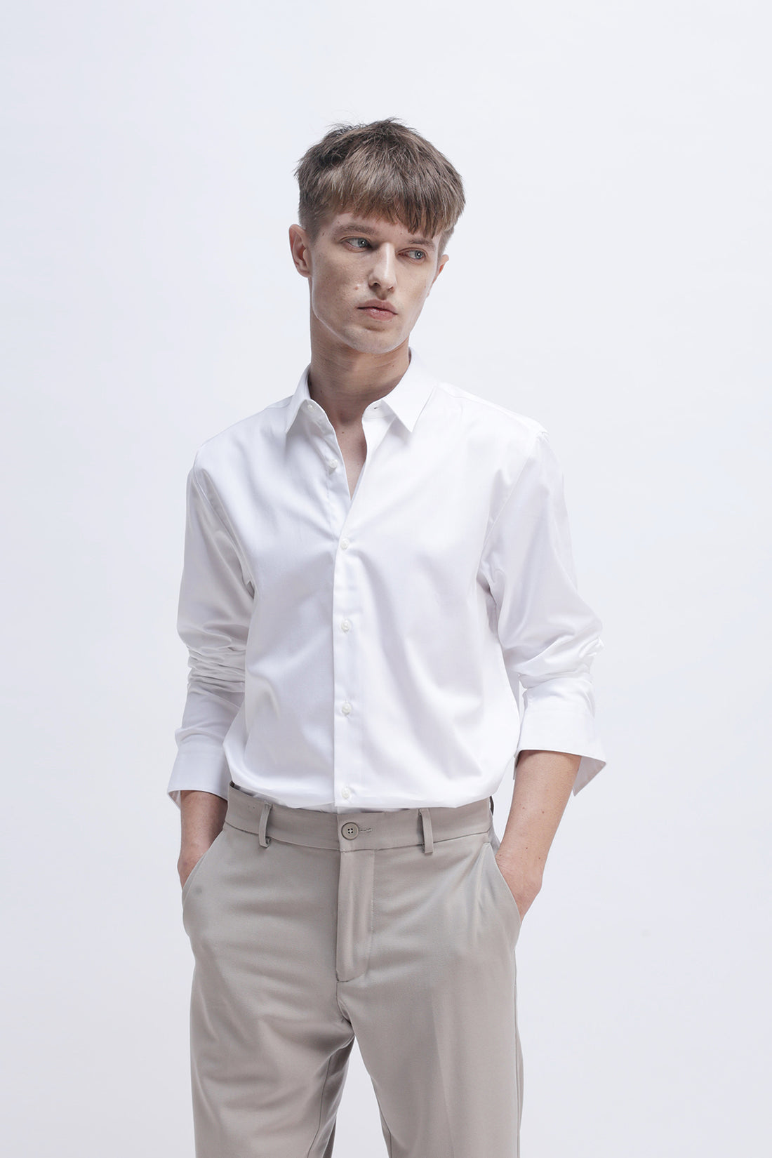 SLIM FIT SOLID COTTON SHIRT