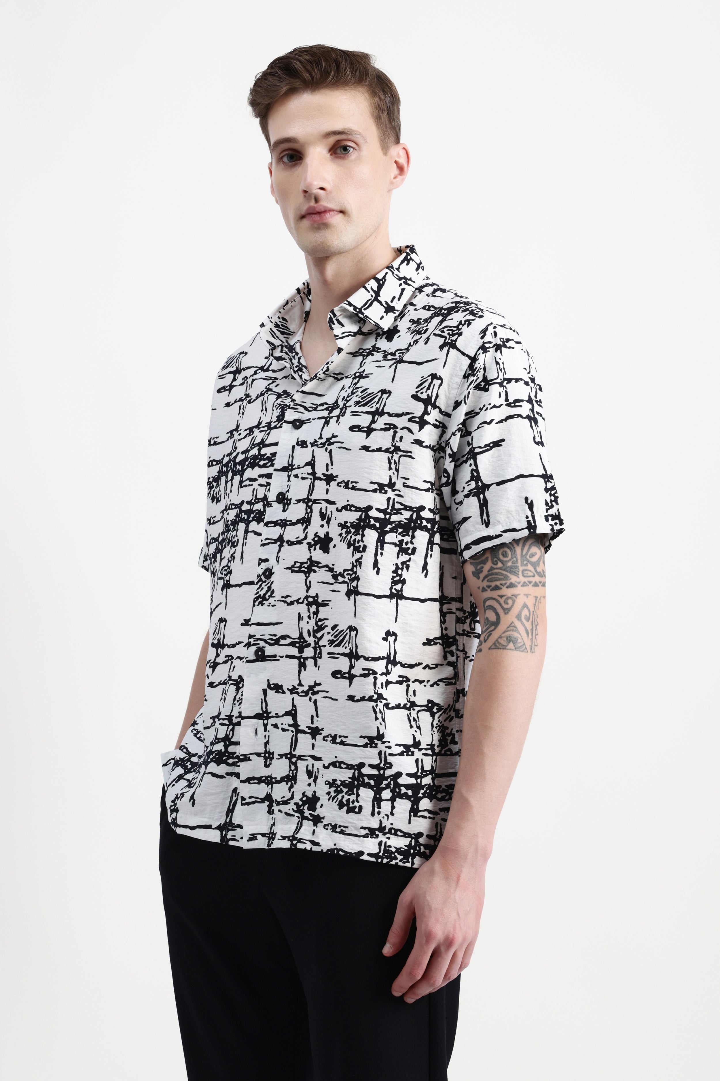 ABSTRACT PRINT HALF SLEEVES SHIRT