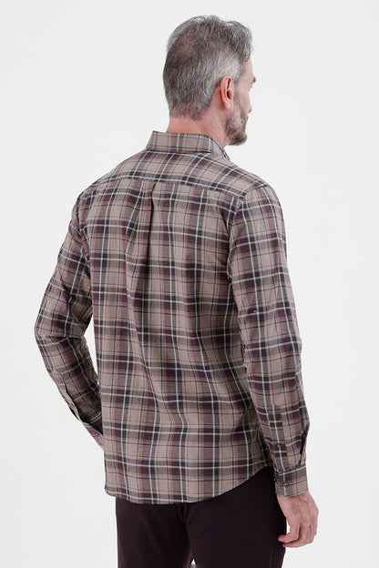 SIENNA WINE COTTON CHECK SHIRT
