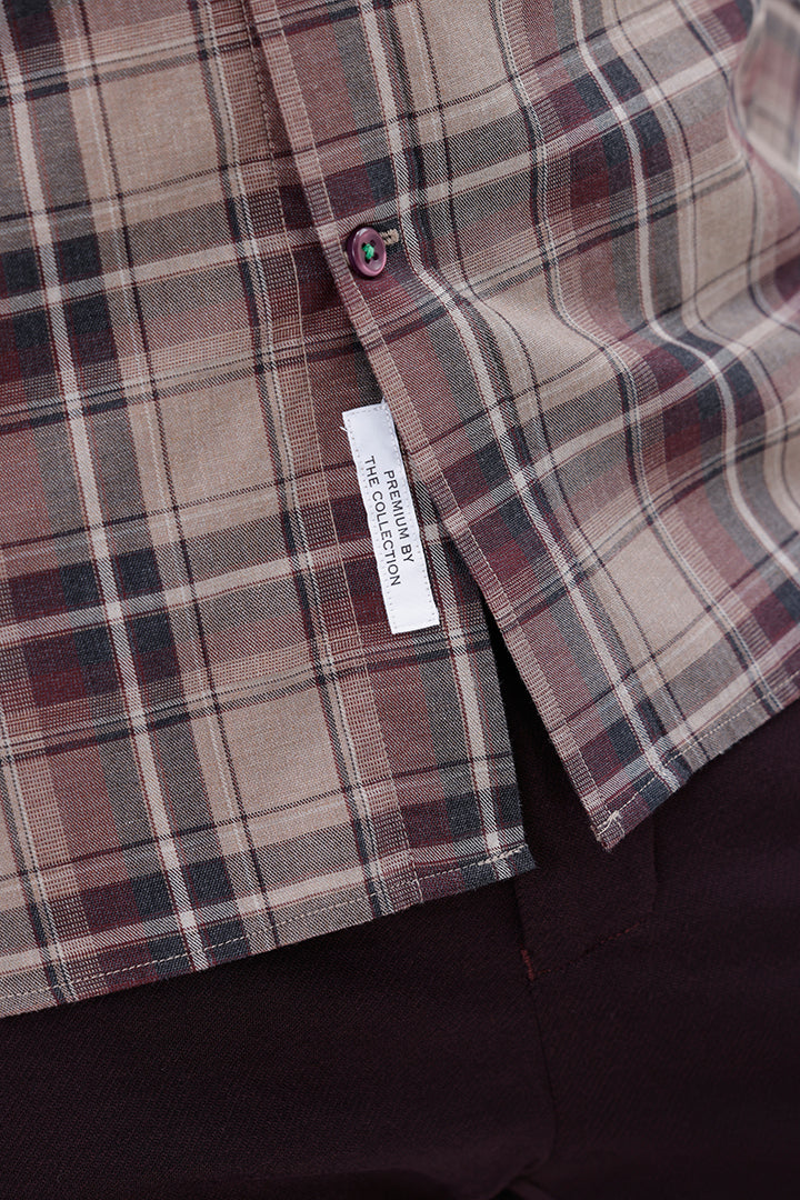 SIENNA WINE COTTON CHECK SHIRT