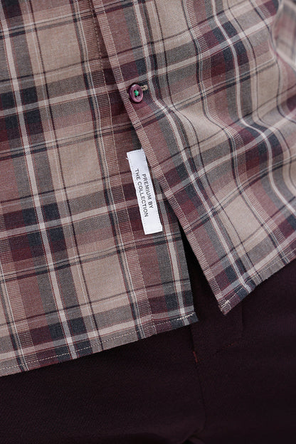 SIENNA WINE COTTON CHECK SHIRT