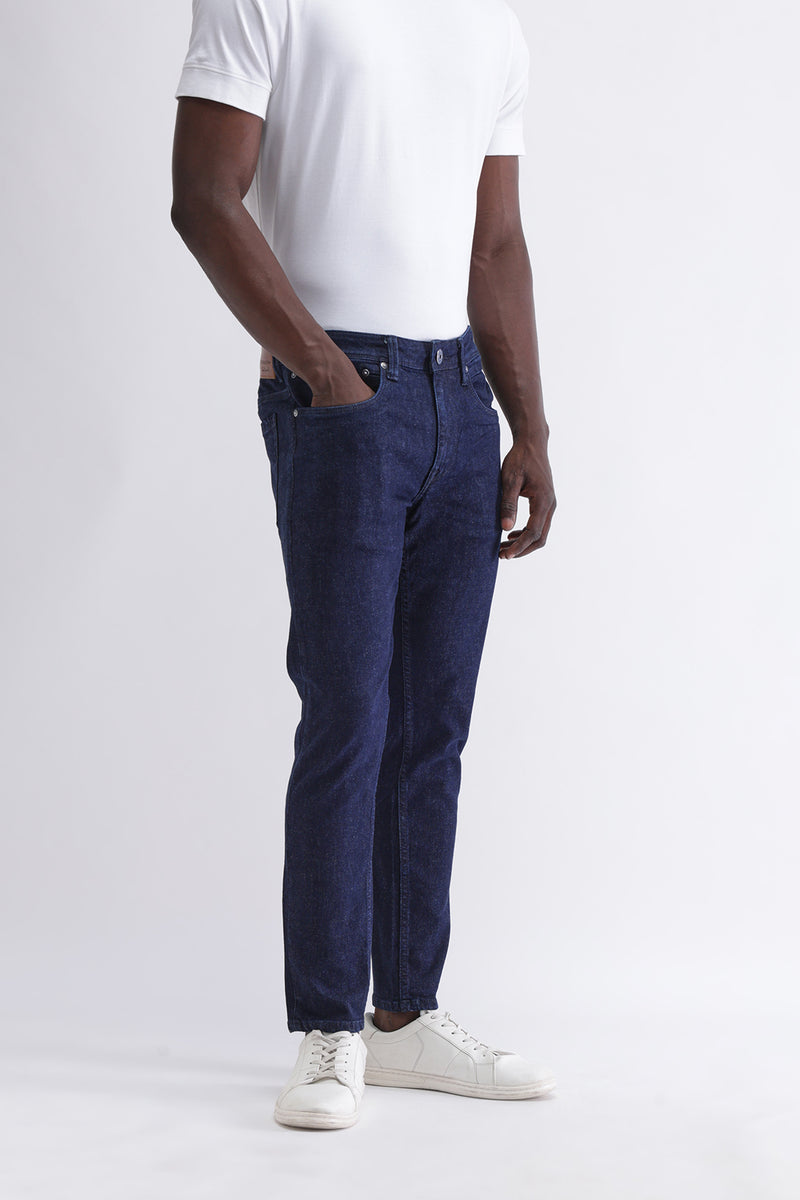 Men Slim Mid Rise Dark Blue Jeans