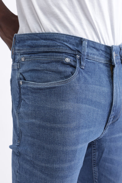 Men Slim Mid Rise Light Blue Jeans