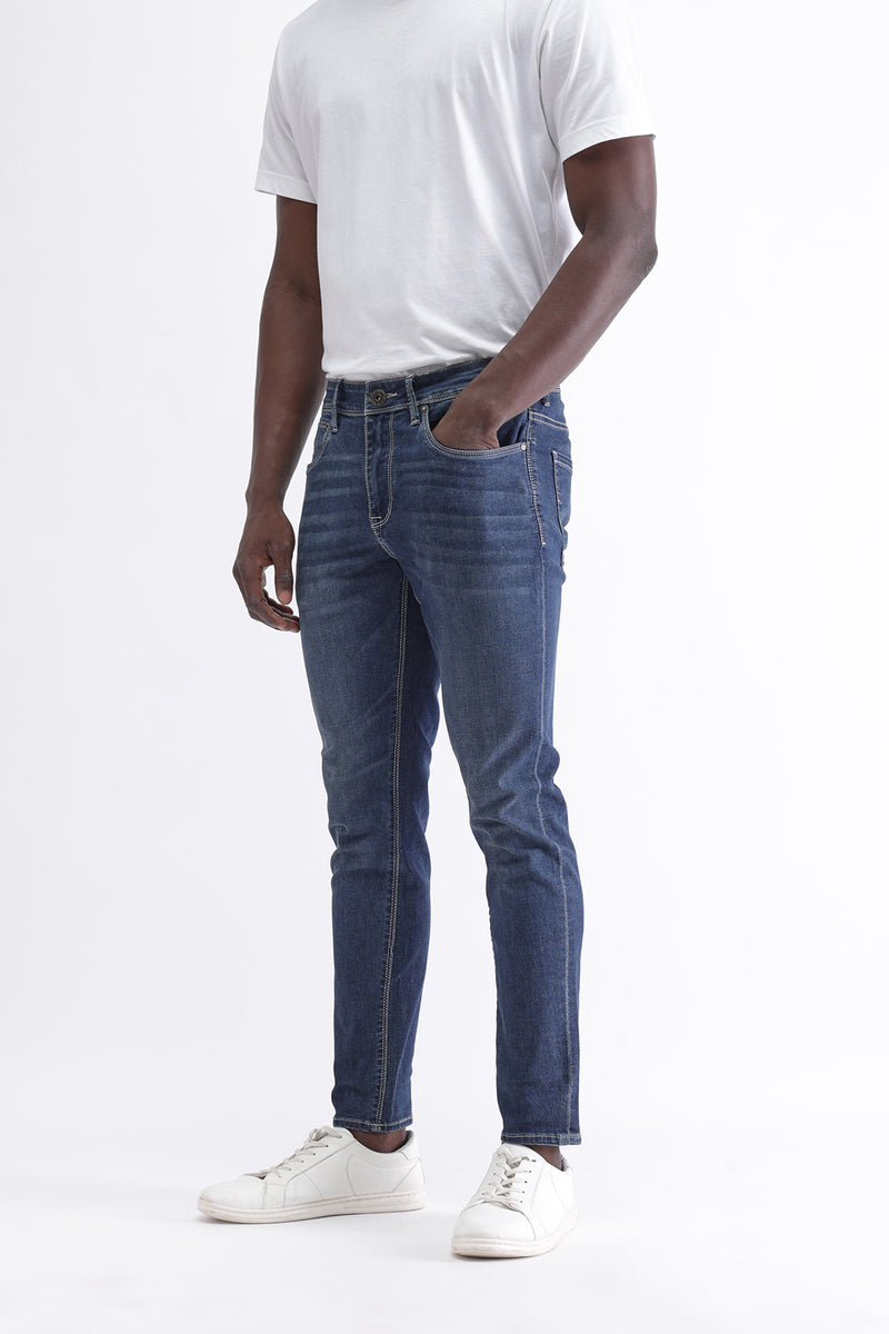 SLIM FIT MID WASH JEANS