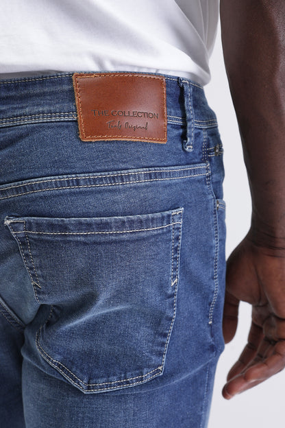 Men Slim Mid Rise Blue Jeans