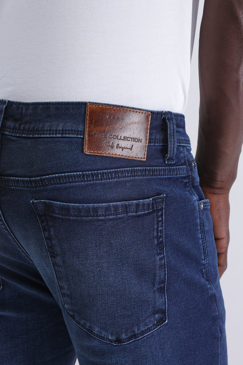 Men Slim Mid Rise Blue Jeans