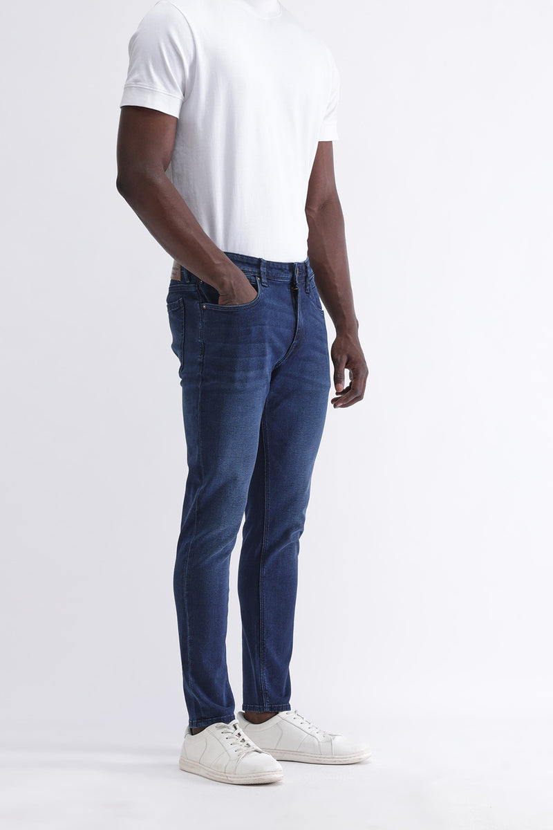 Men Slim Mid Rise Blue Jeans
