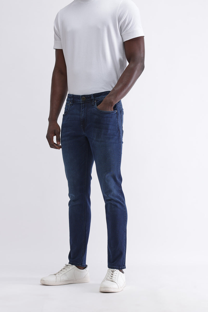 Men Slim Mid Rise Blue Jeans