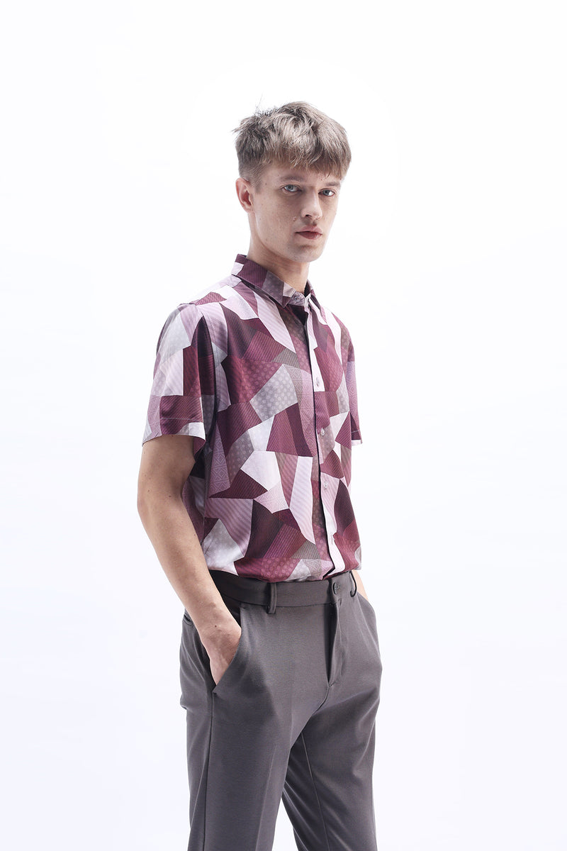 ABSTRACT PRINTED HALF SLEEVES SHIRT