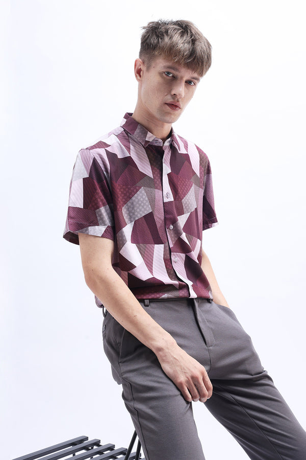 ABSTRACT PRINTED HALF SLEEVES SHIRT