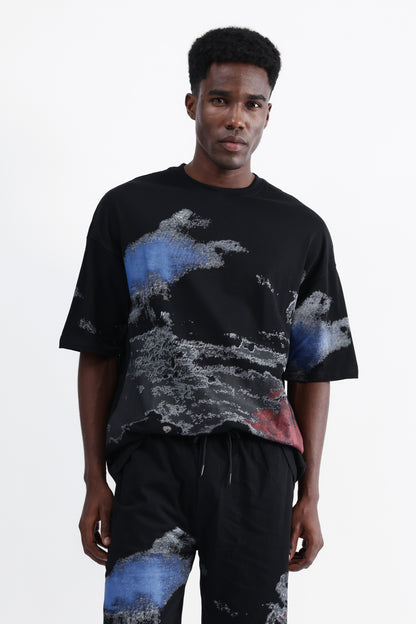 ABSTRACT PRINT OVERSIZED T-SHIRT