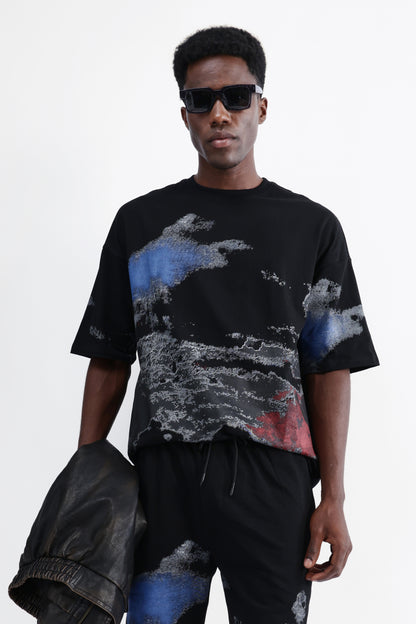 ABSTRACT PRINT OVERSIZED T-SHIRT