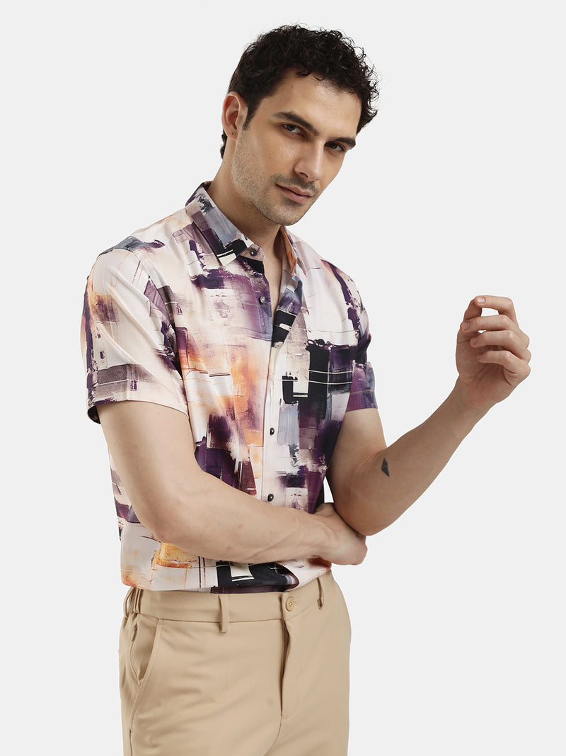 ABSTRACT PRINT SHORT SLEEVES SHIRT