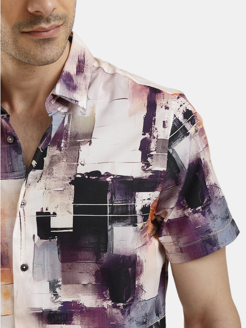 ABSTRACT PRINT SHORT SLEEVES SHIRT