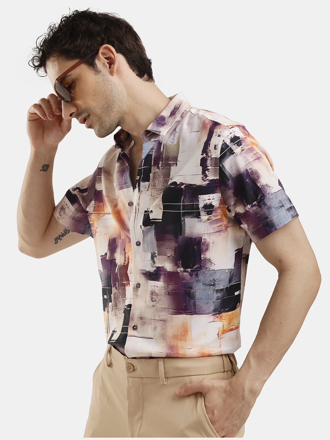 ABSTRACT PRINT SHORT SLEEVES SHIRT