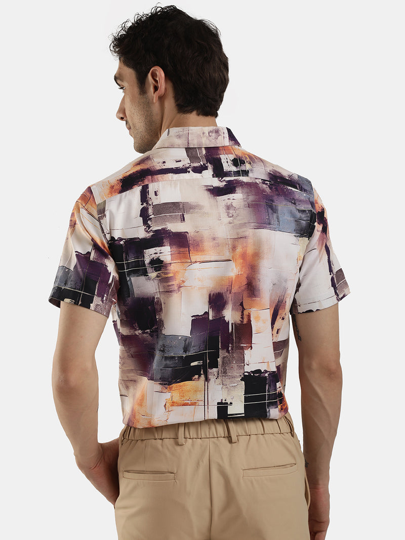 ABSTRACT PRINT SHORT SLEEVES SHIRT