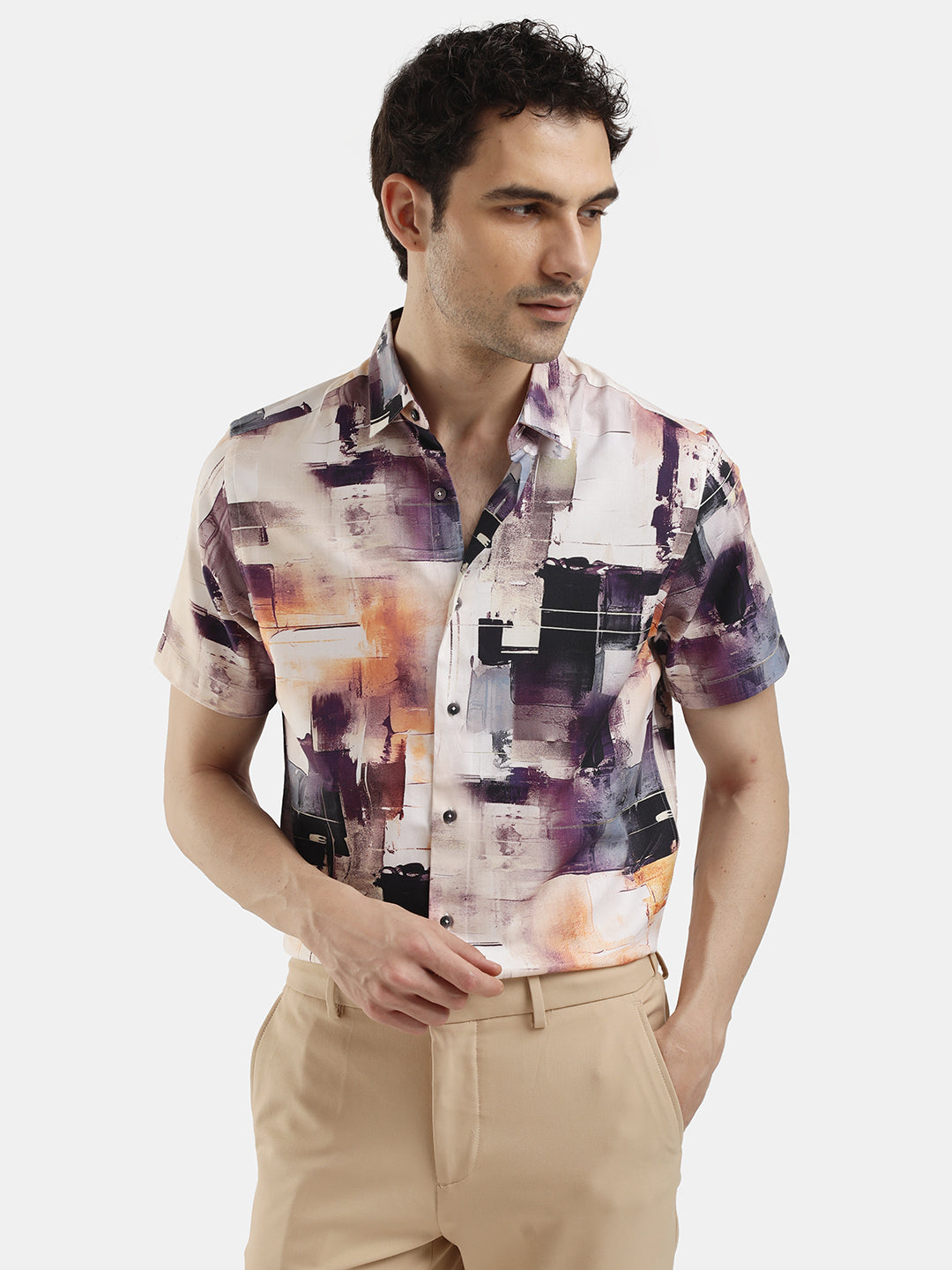 ABSTRACT PRINT SHORT SLEEVES SHIRT