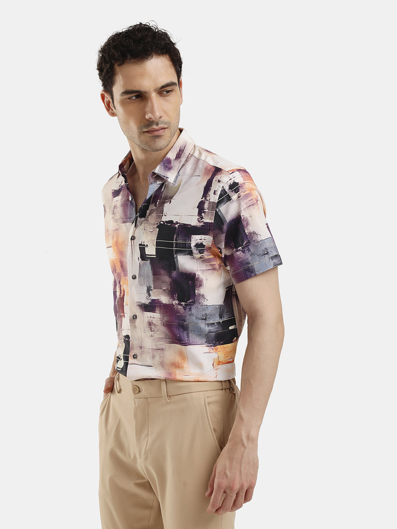 ABSTRACT PRINT SHORT SLEEVES SHIRT