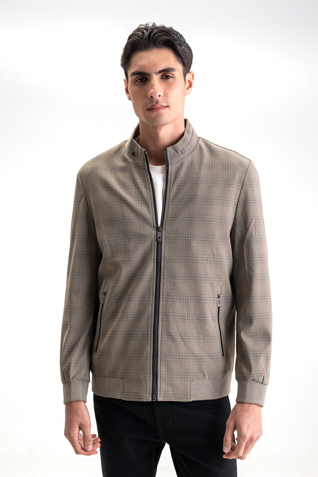 CHECKED MONOGRAM PRINTED JACKET