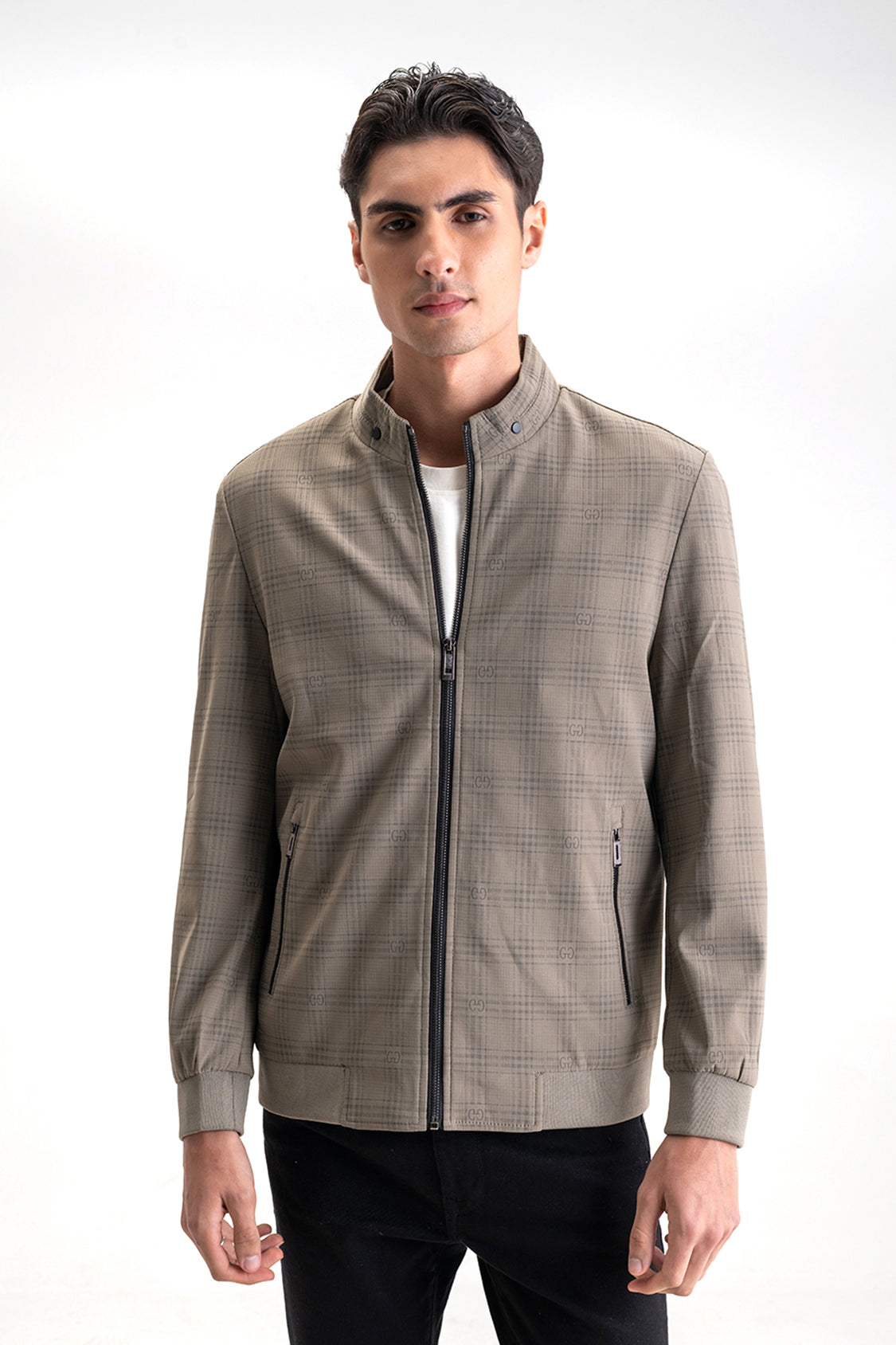 CHECKED MONOGRAM PRINTED JACKET