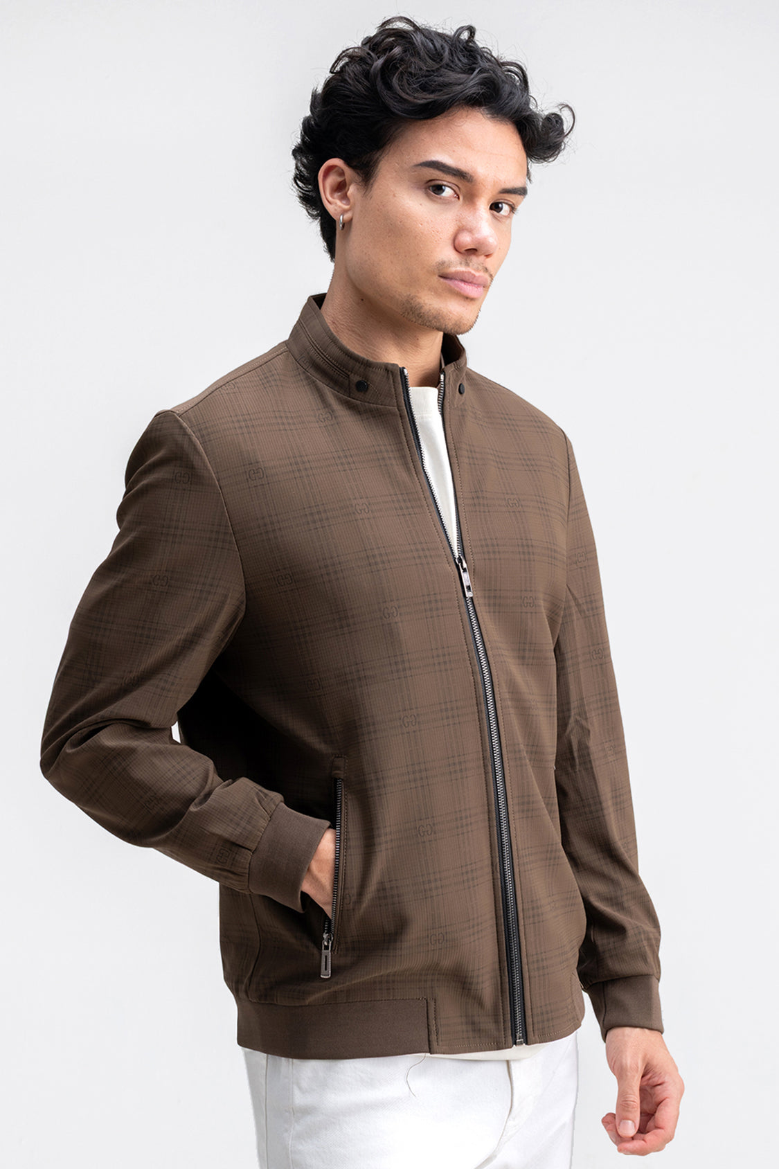 CHECKED MONOGRAM PRINTED JACKET