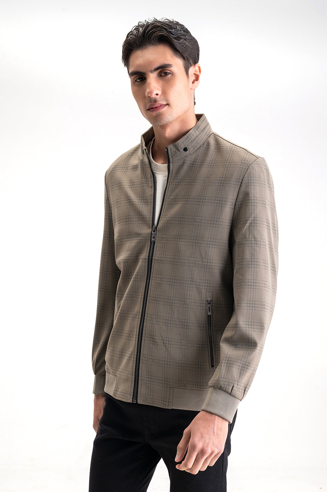CHECKED MONOGRAM PRINTED JACKET
