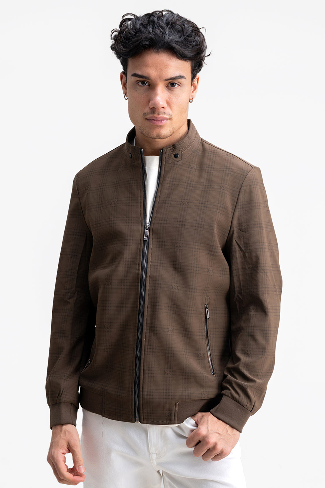 CHECKED MONOGRAM PRINTED JACKET