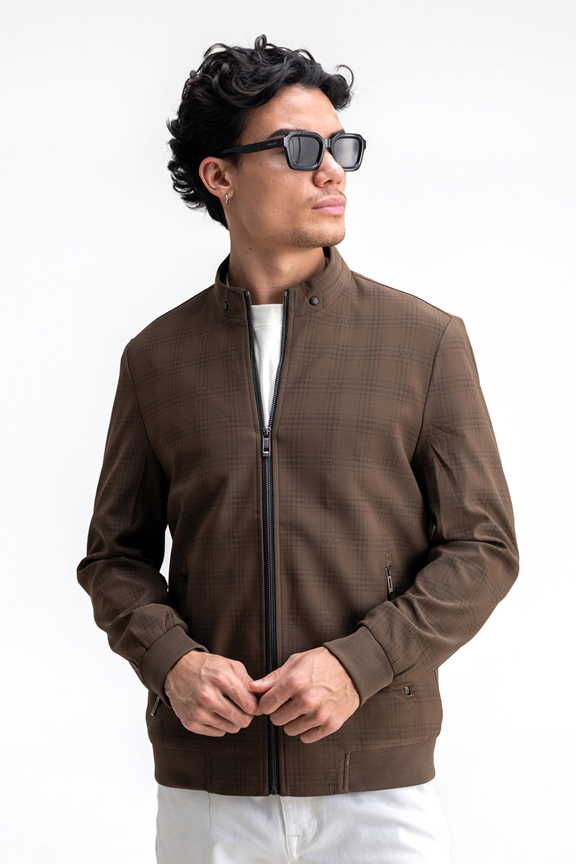 CHECKED MONOGRAM PRINTED JACKET