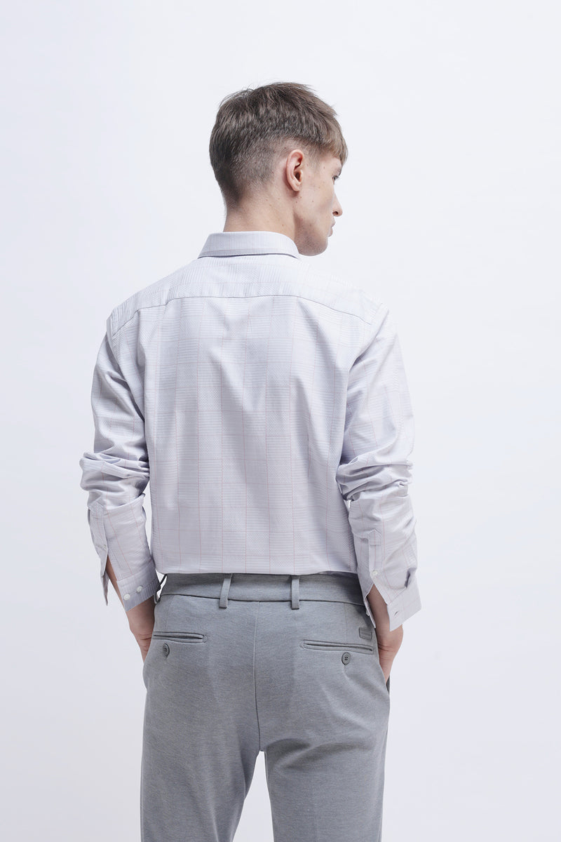 LIGHT GREY CHECKED CASUAL SHIRT