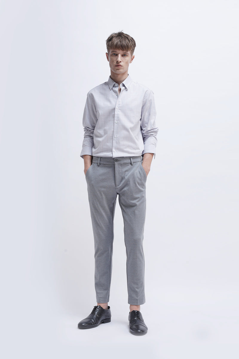 LIGHT GREY CHECKED CASUAL SHIRT