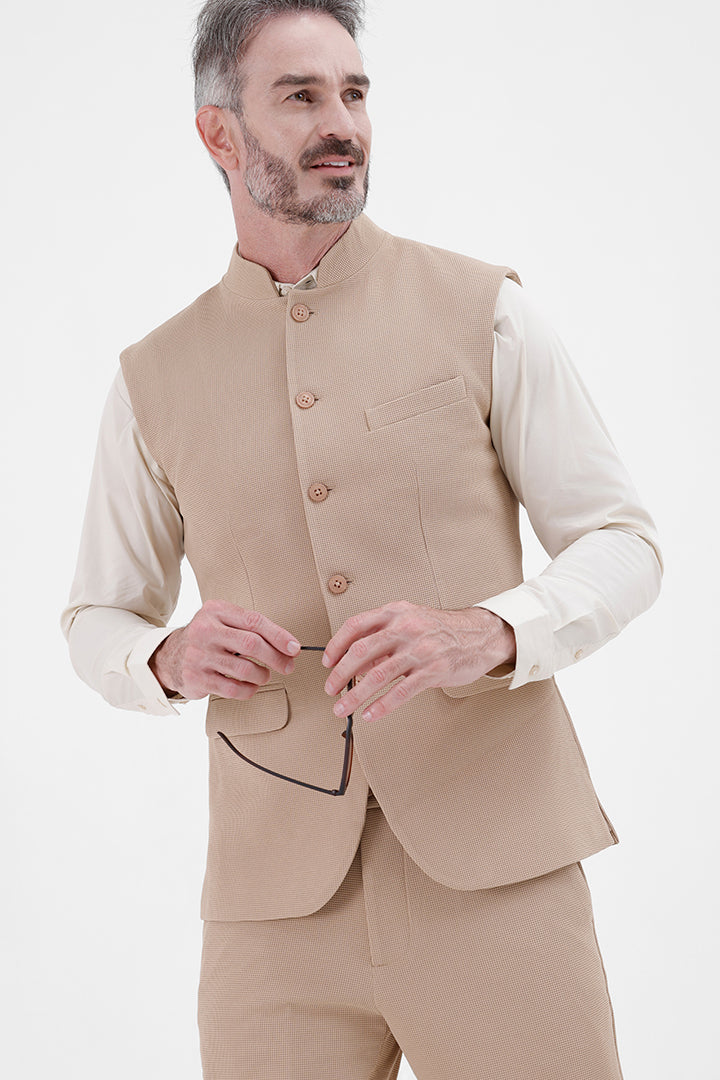 BEIGE STRETCH WAISTCOAT