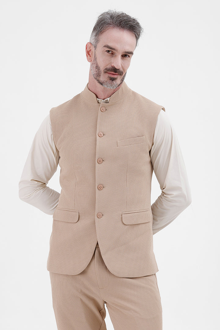 BEIGE STRETCH WAISTCOAT
