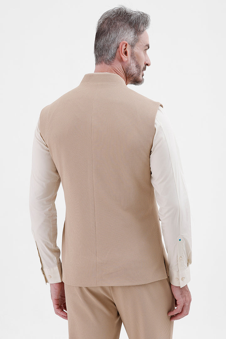 BEIGE STRETCH WAISTCOAT