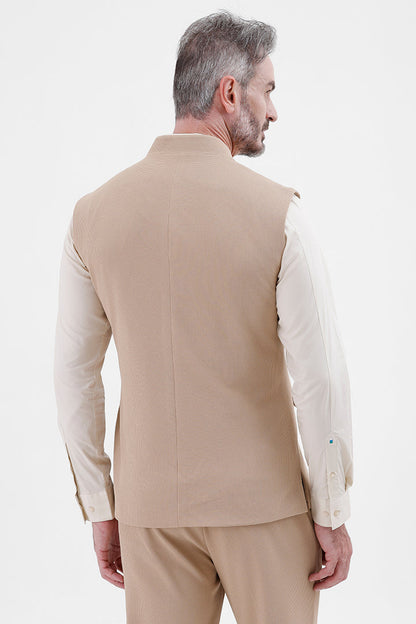 BEIGE STRETCH WAISTCOAT