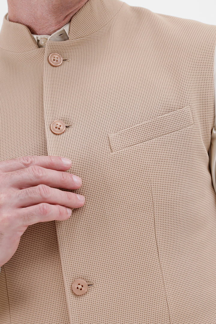 BEIGE STRETCH WAISTCOAT