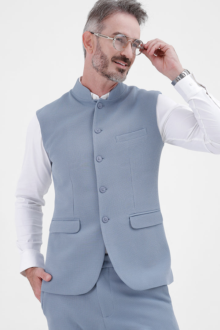 SKY BLUE STRETCH WAISTCOAT