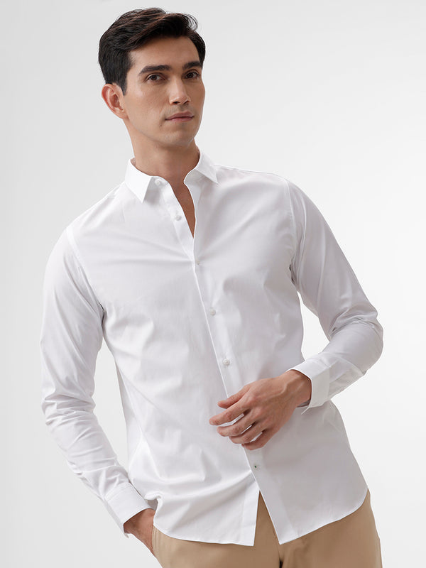 Powell Solid White Slim Fit Cotton Shirt