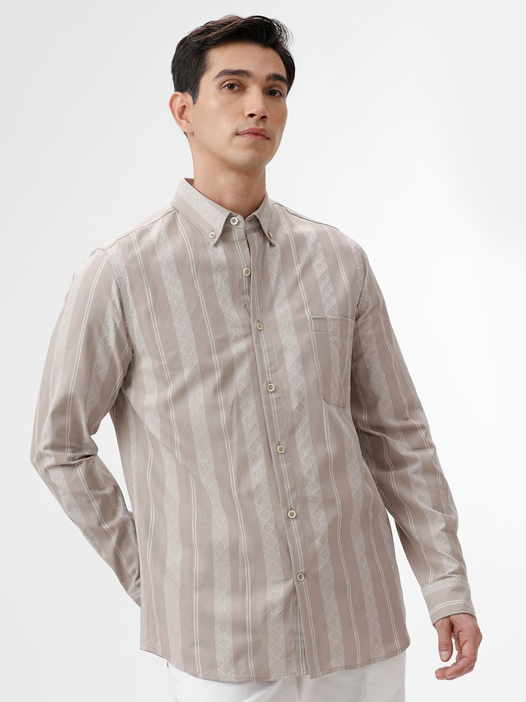 Men's Milo Casual Shirt with Grey & White Design