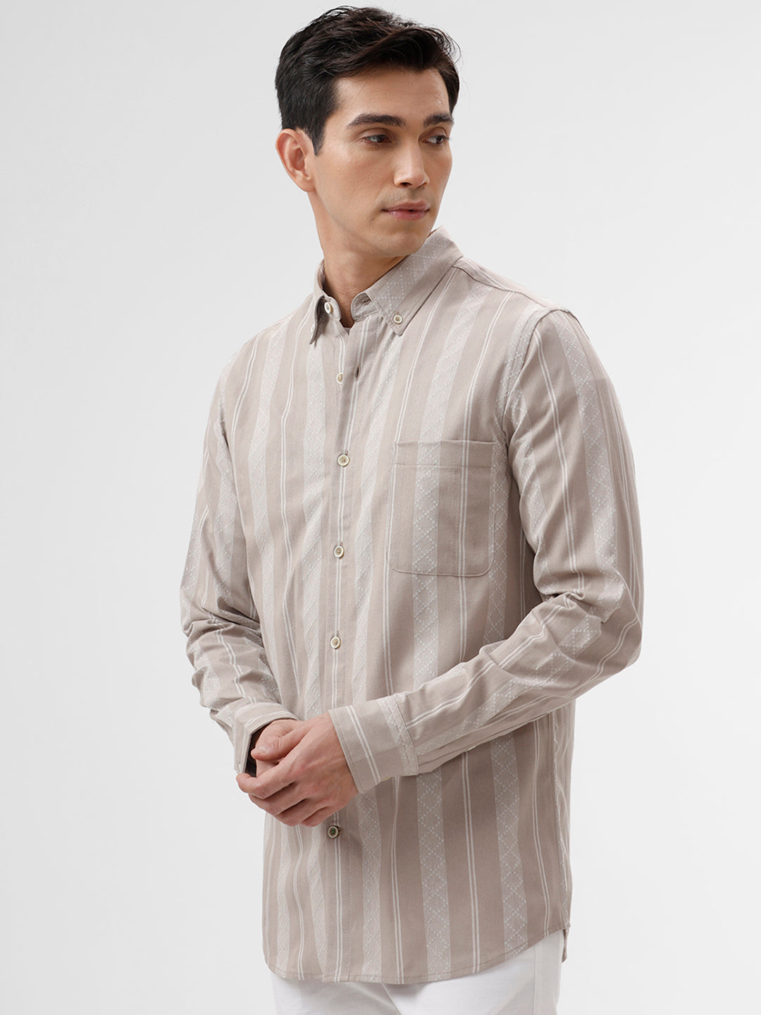 Men's Milo Casual Shirt with Grey & White Design