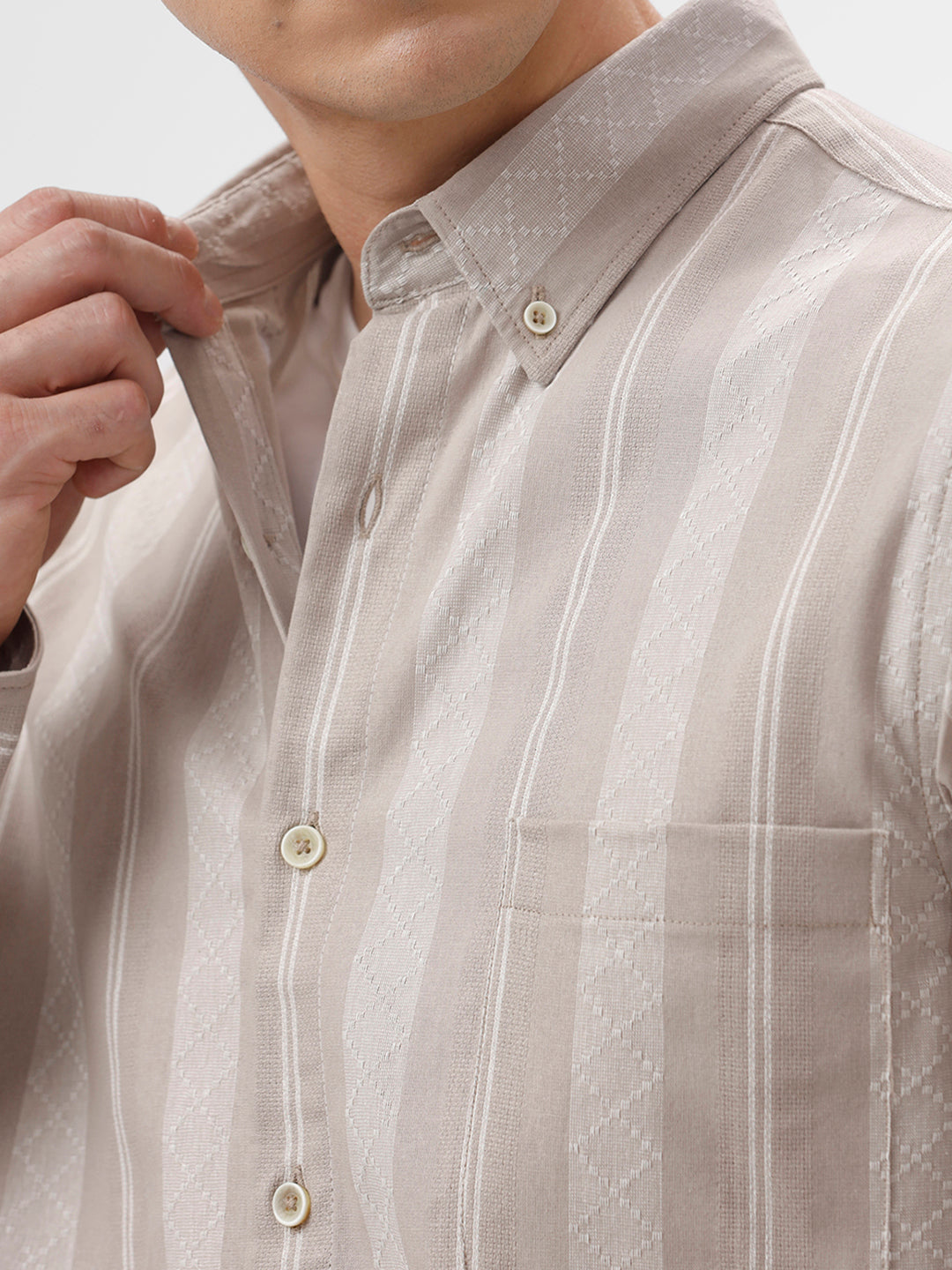 Men's Milo Casual Shirt with Grey & White Design