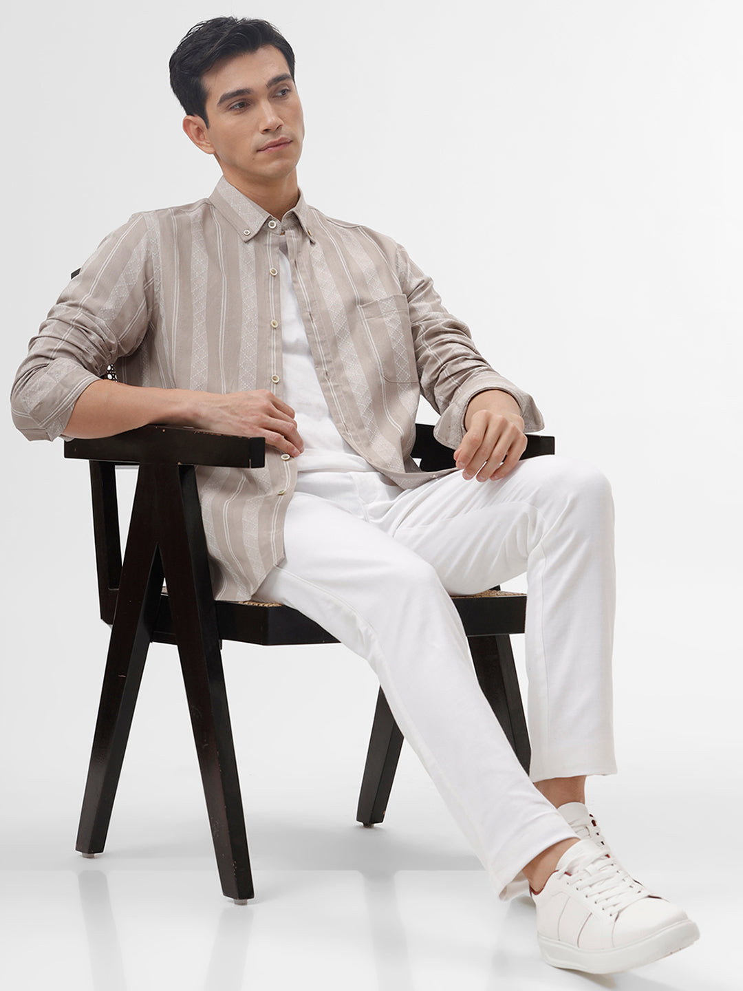 Men's Milo Casual Shirt with Grey & White Design