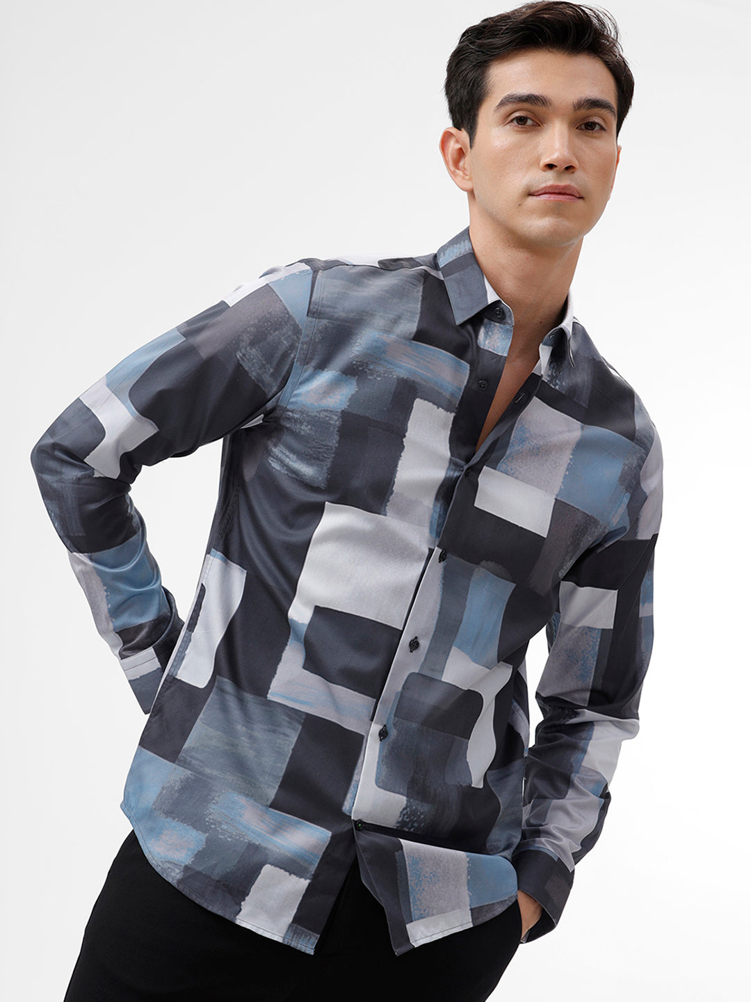 The Collection Men's DIFFER Blue & Grey Casual Shirt