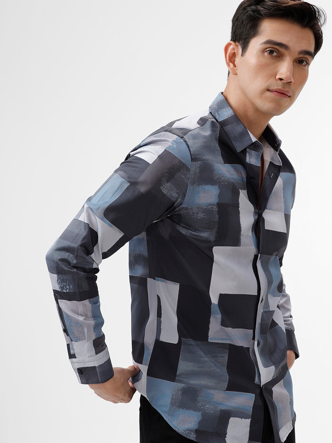 The Collection Men's DIFFER Blue & Grey Casual Shirt