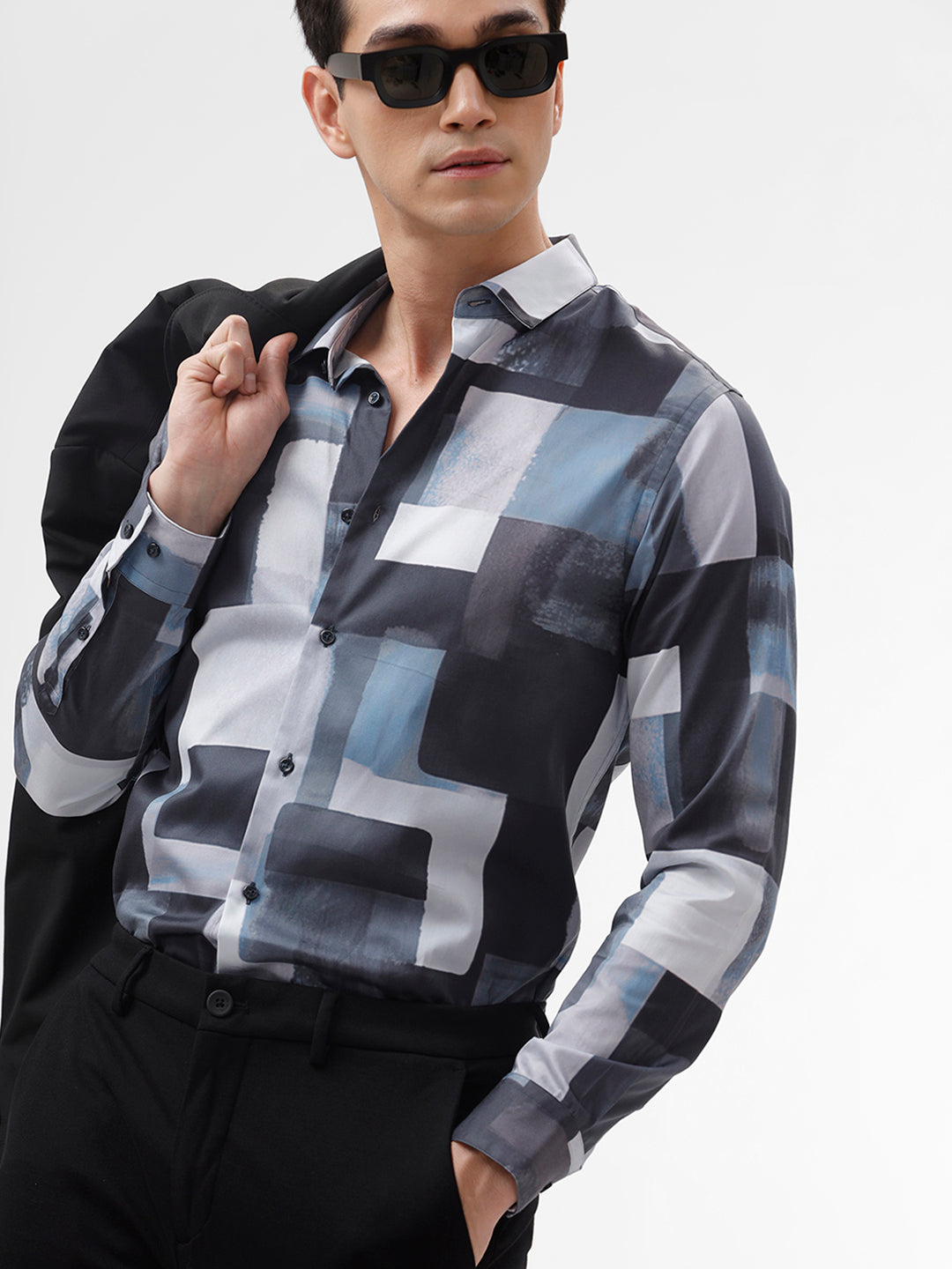 The Collection Men's DIFFER Blue & Grey Casual Shirt