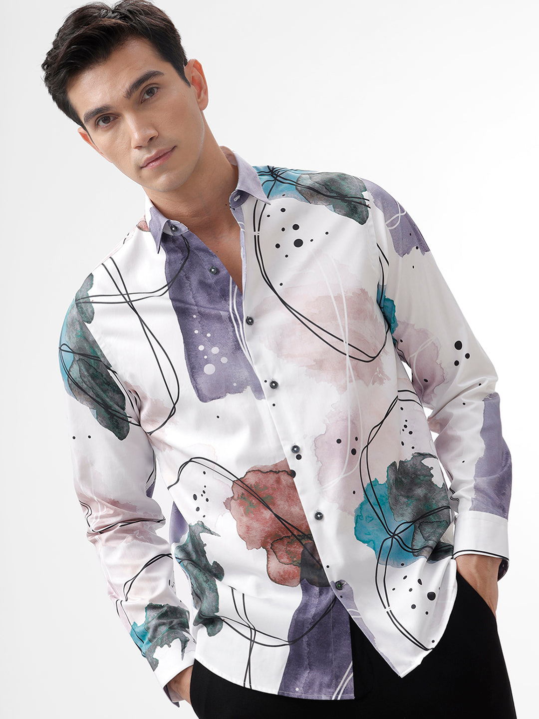 The Collection Men's SWITCH Multi-Print Cotton Casual Shirt - Slim Fit, Full Sleeves