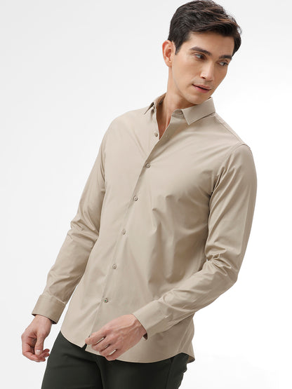 Powell Simply Taupe Slim Fit Cotton Shirt