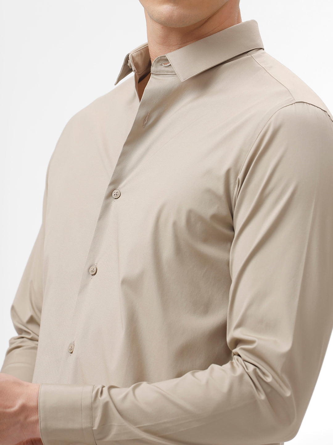 Powell Simply Taupe Slim Fit Cotton Shirt