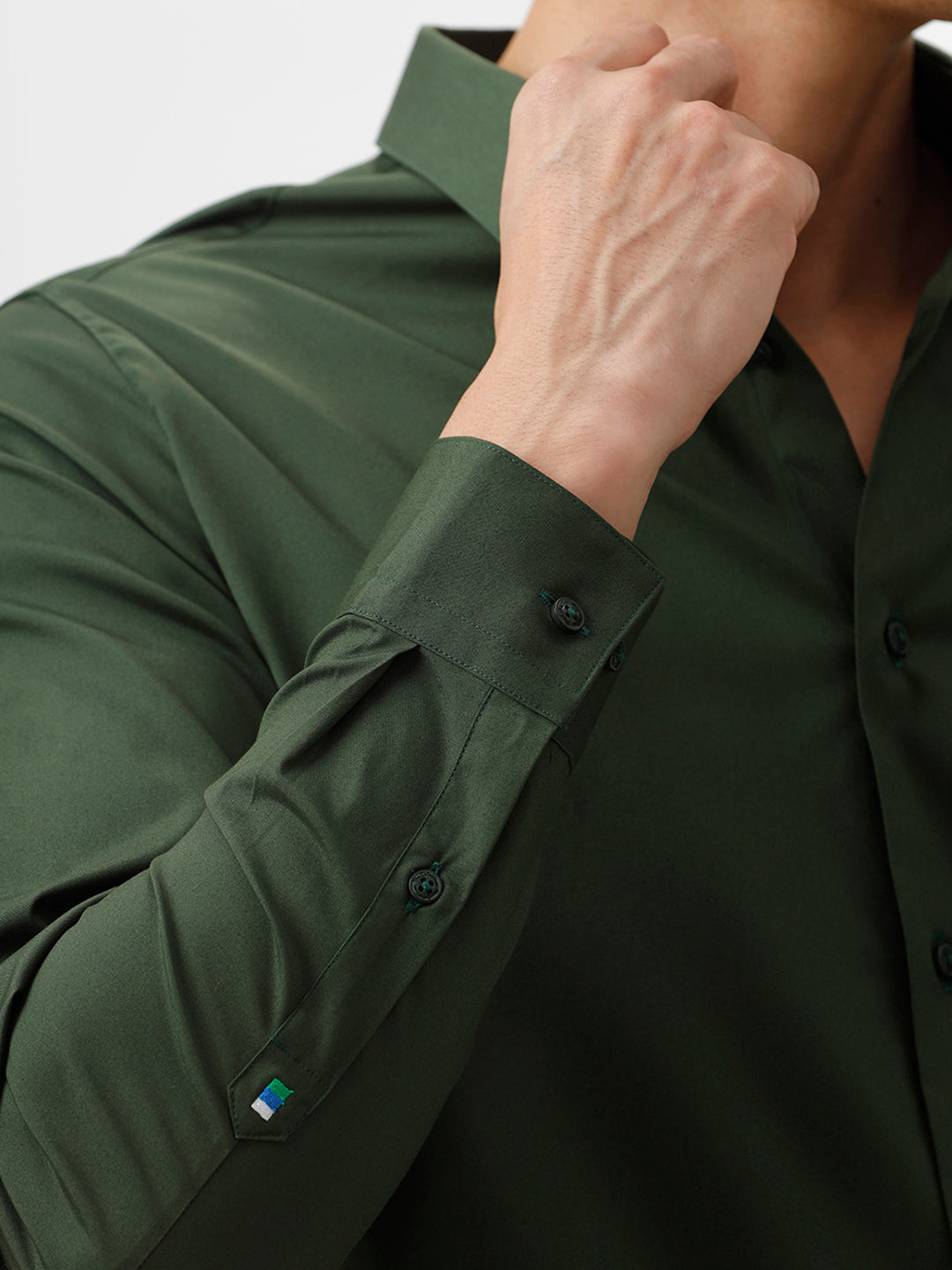 Powell Kombu Green Slim Fit Cotton Shirt